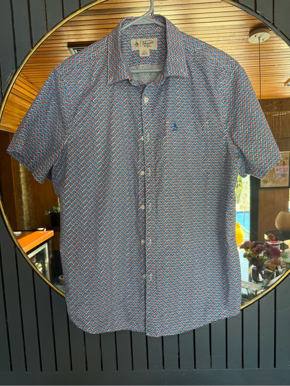 Penguin 
Short-Sleeve Shirt - Blue & orange/Red
SZ- fits more like medium